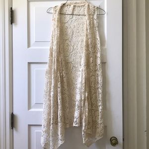 Ivory/cream lace duster vest